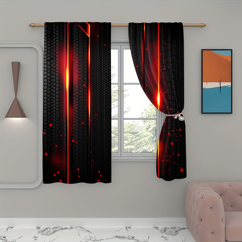 2pcs Lava Curtains Black Red C - Office Of Tech review and price
